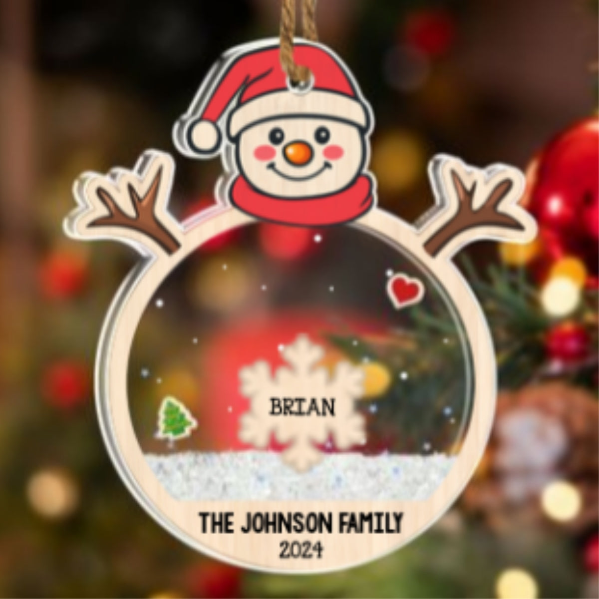 Family Snowball - Personalized Custom Acrylic Shaker Ornament