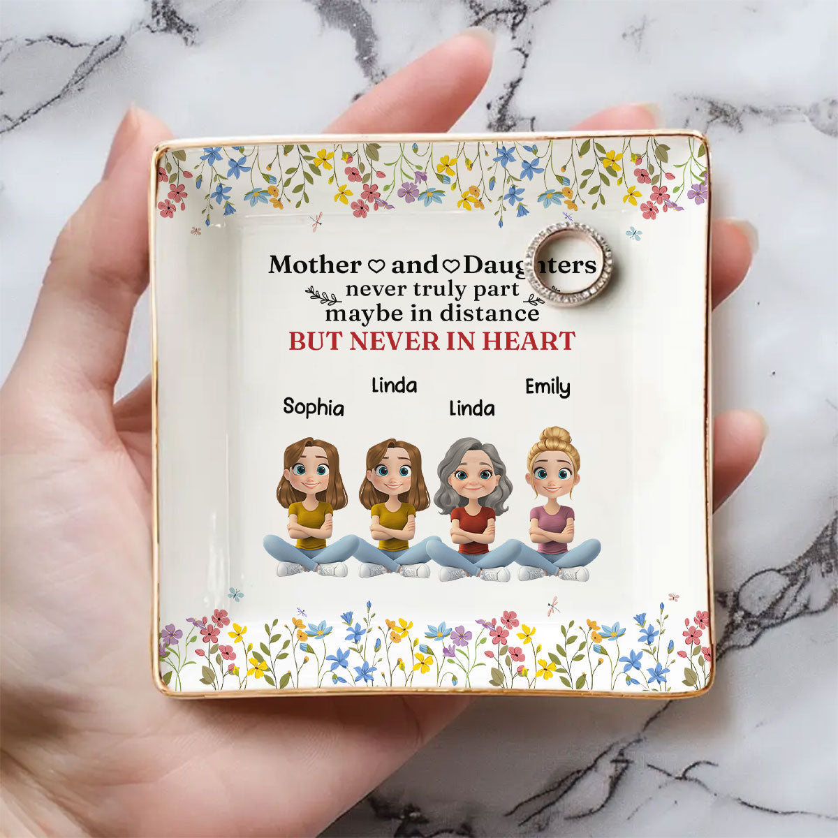 Mother And Daughter Never Truly Part - Personalized Custom Jewelry Dish