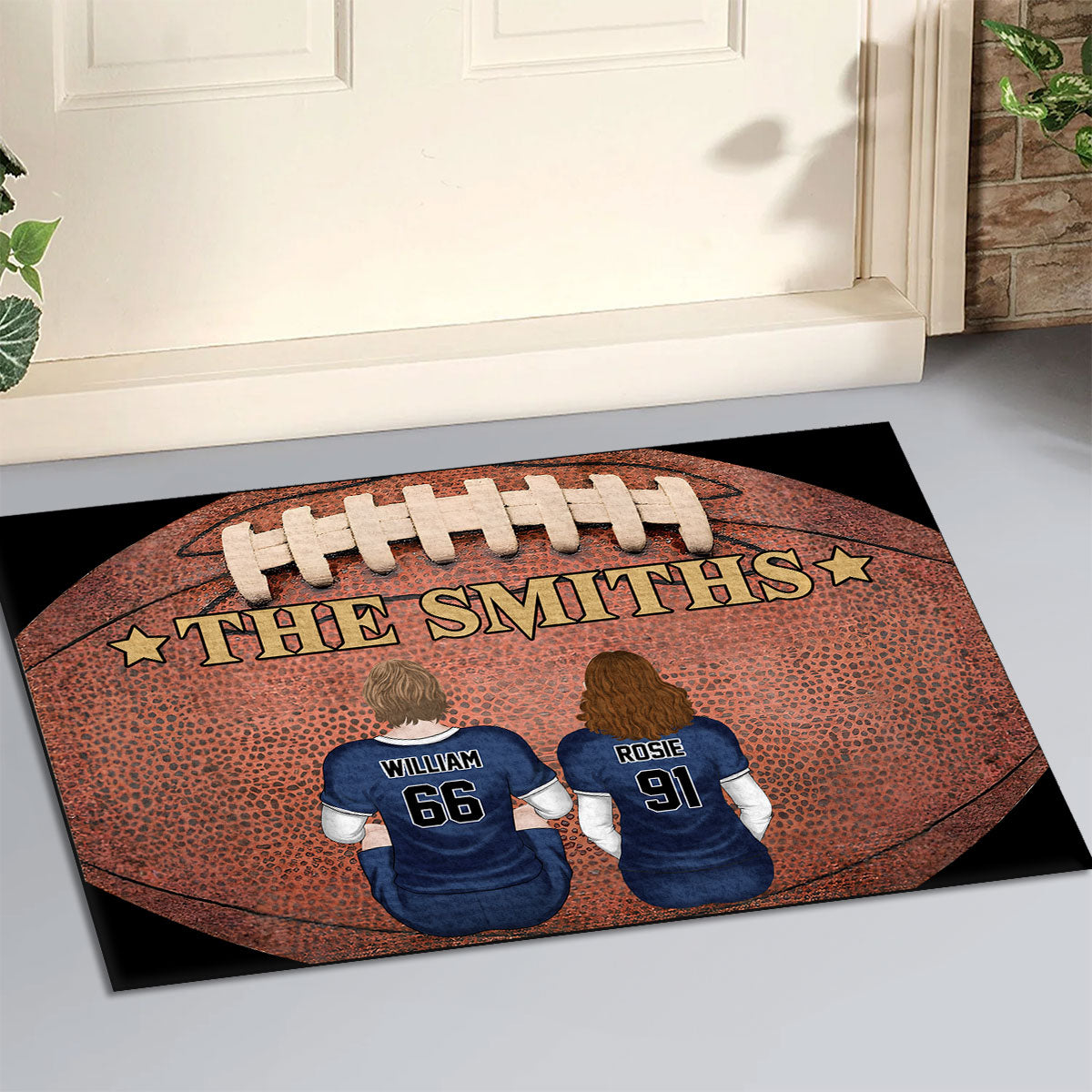 American Football Family - Personalized Custom Doormat