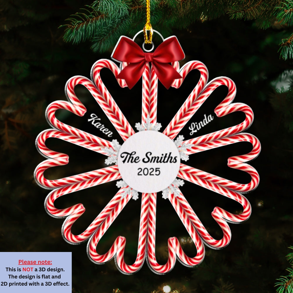 Family Candy Cane - Personalized Custom Acrylic Ornament