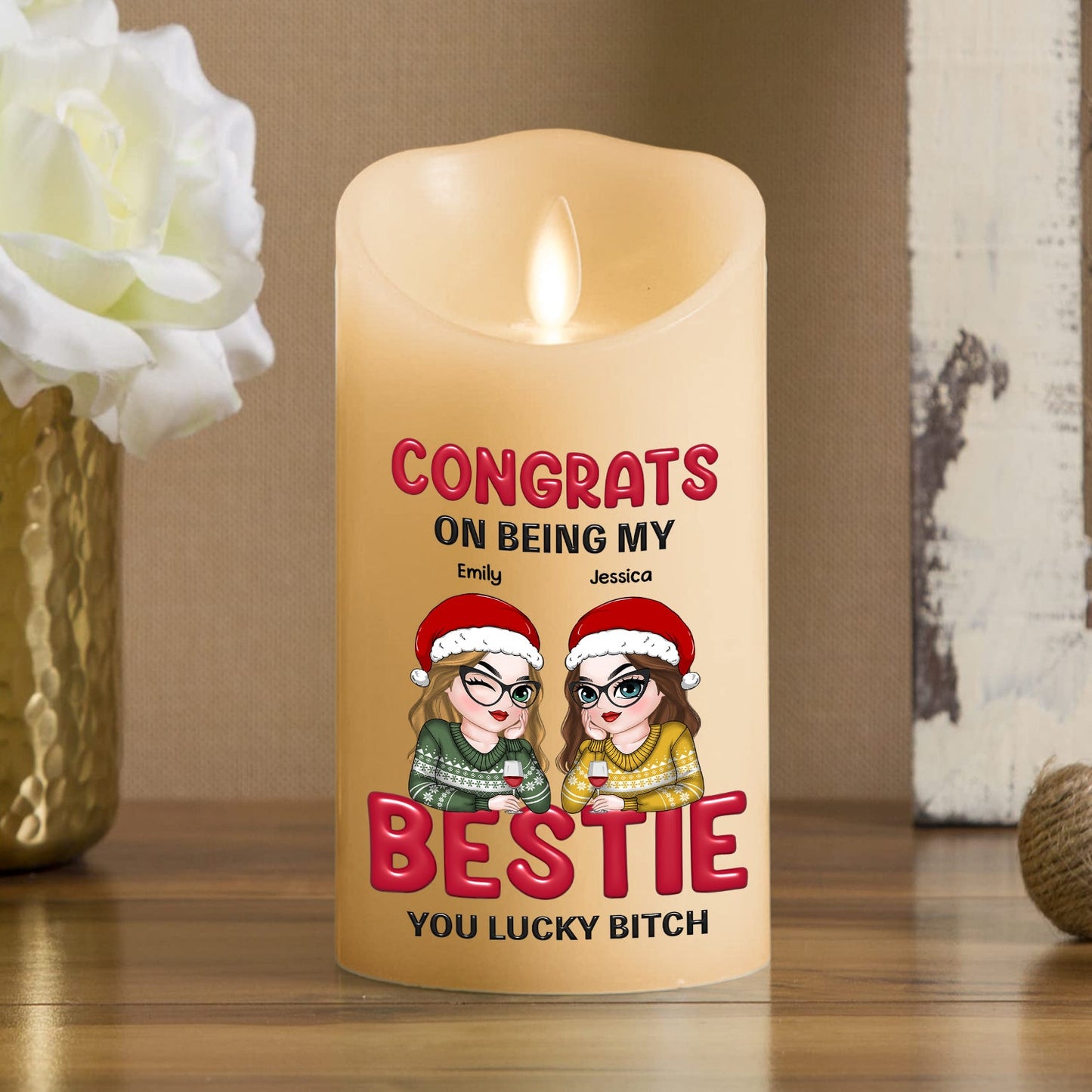 You Lucky Bitch - Personalized Custom LED Candle