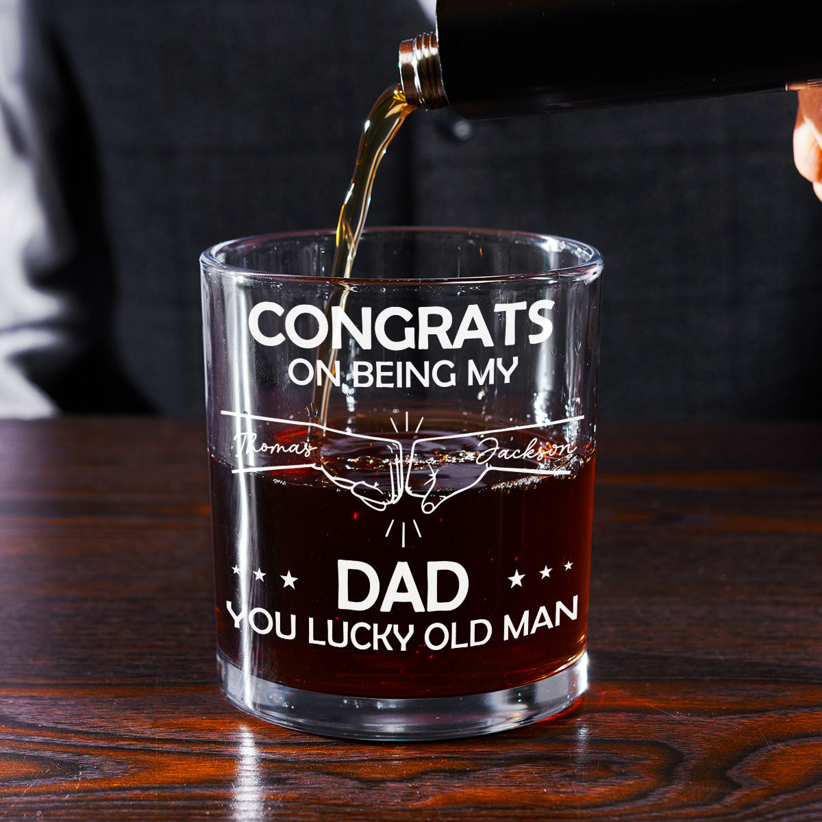 Dad Is A Lucky Old Man - Personalized Custom Whiskey Glass
