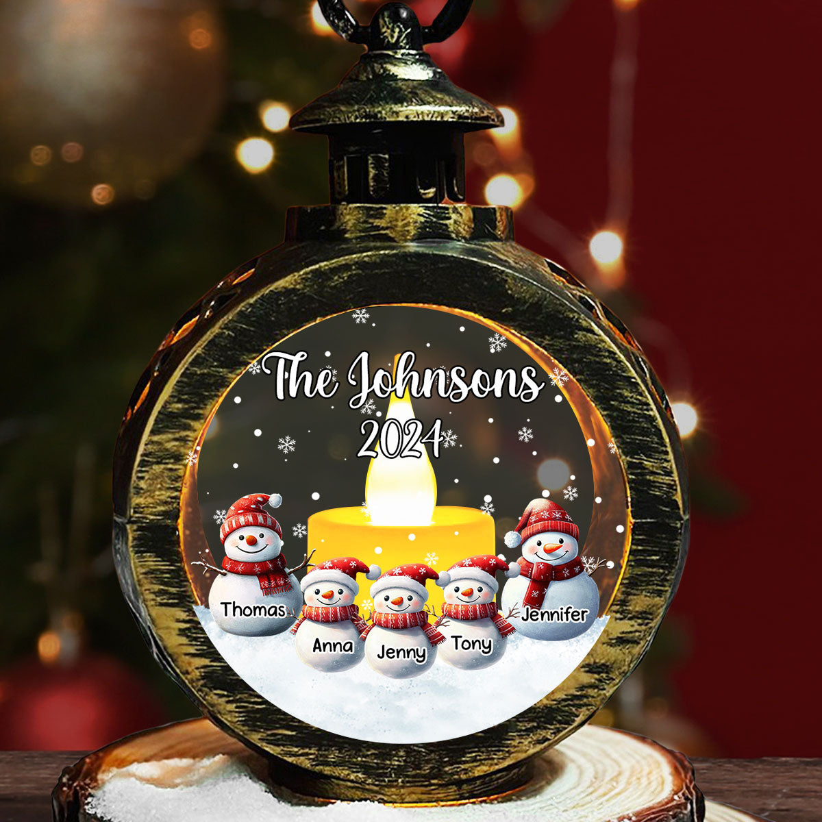 Snowman Family Christmas - Personalized Custom Christmas Lantern
