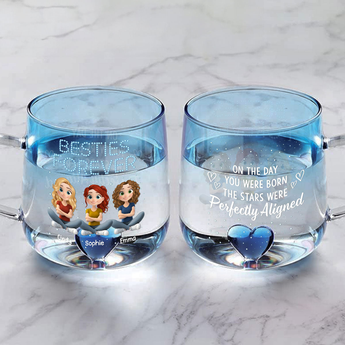 On The Day You Were Born - Personalized Custom Blue Gradient Glass Mug