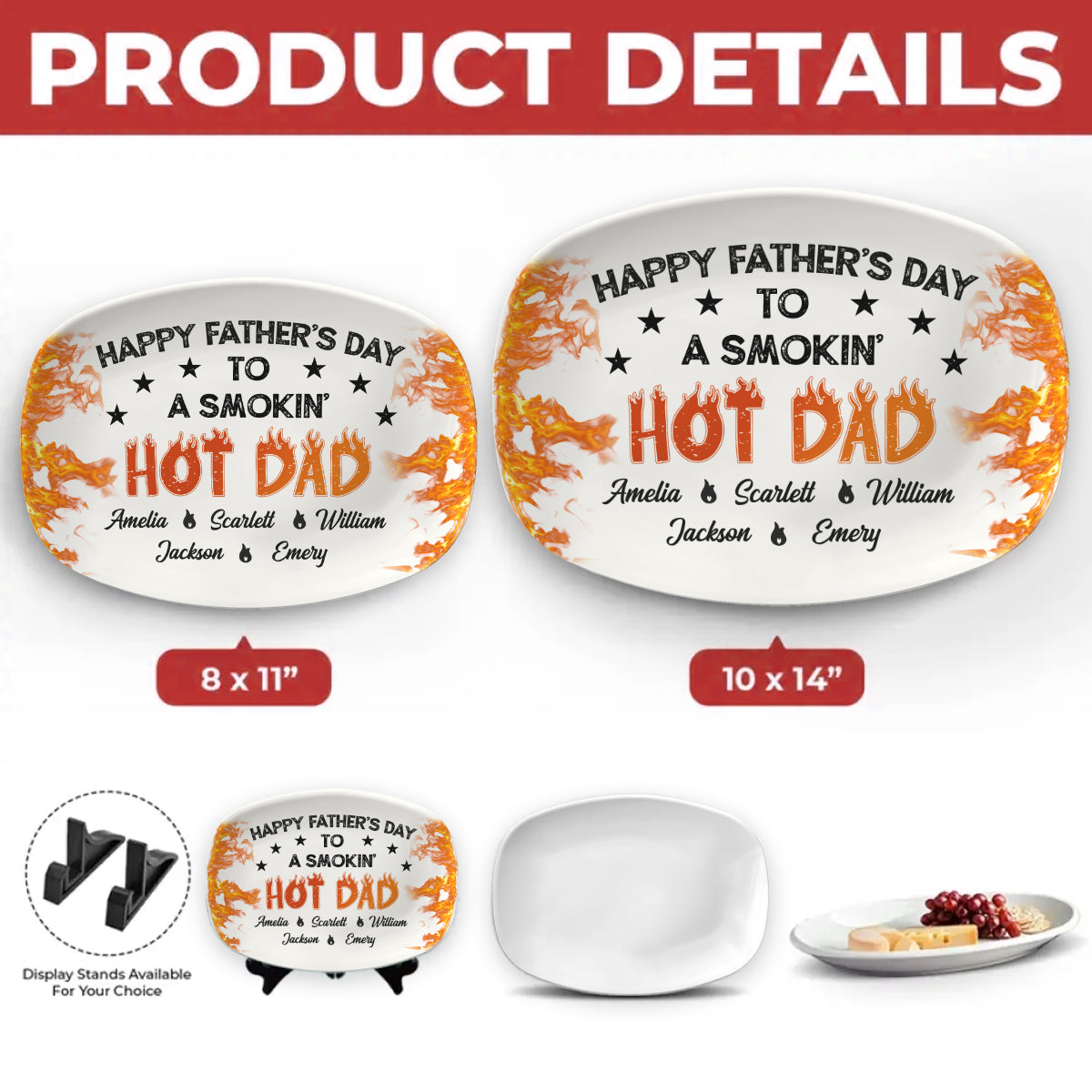 Hot On The Grill Dad - Personalized Custom Platter