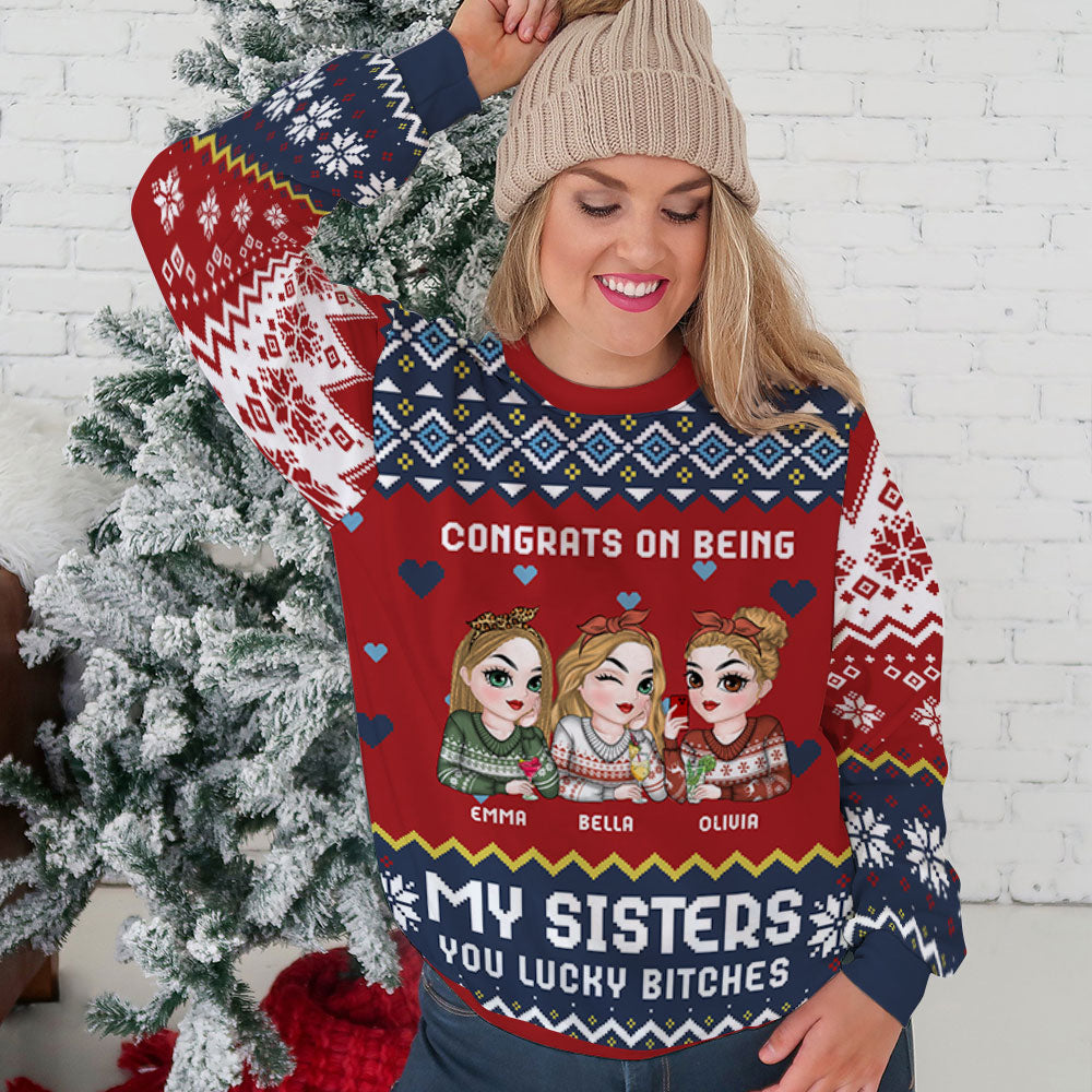 Congrats On Being My Besties - Personalized Custom All-Over-Print Sweatshirt