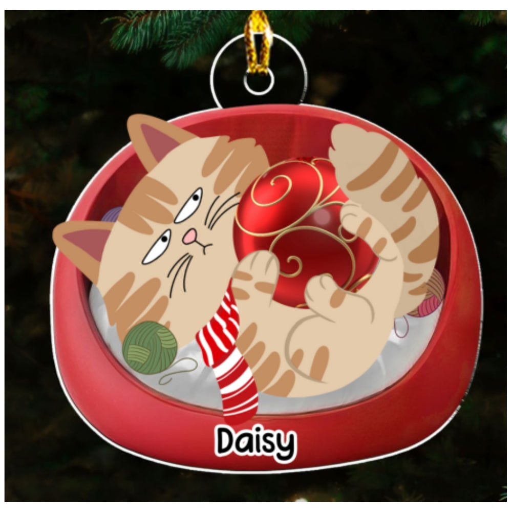 Lovely Swinging Cat - Personalized Custom Acrylic Ornament