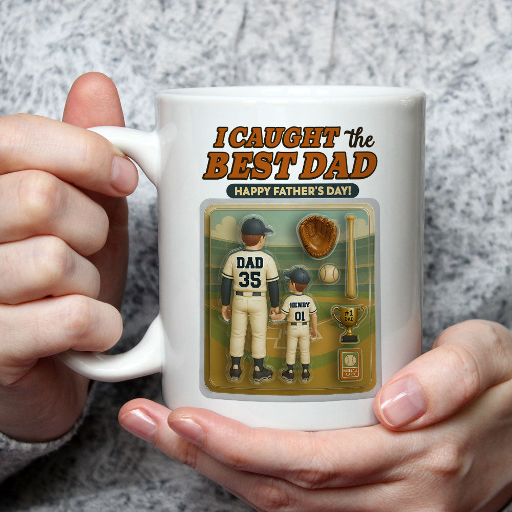 We Caught The Best Dad Baseball - Personalized Custom Coffee Mug