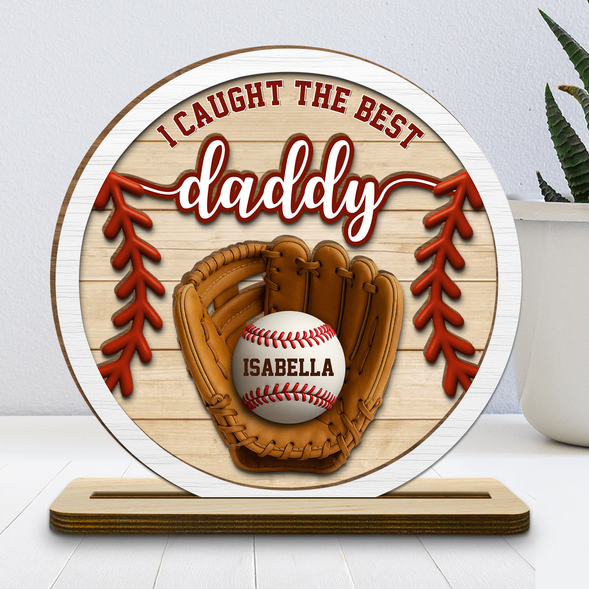 Daddy Team - Personalized Custom 2-Layer Wood Plaque With Flat