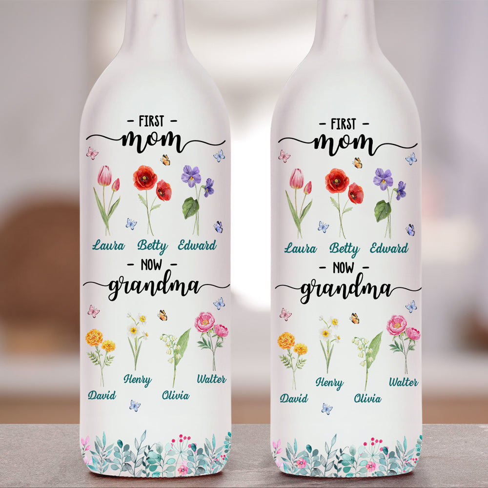 Flower Birth Month Garden Grandma - Personalized Custom Bottle Lamp