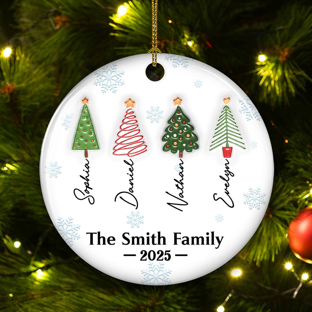 Brothers And Sister Forever Tree Names - Personalized Custom 3D Inflated Effect Ceramic Ornament