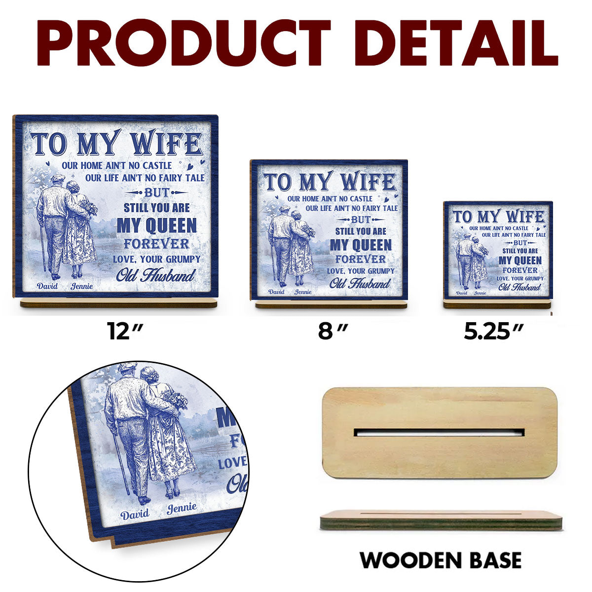 My Love - Personalized Custom 2-Layer Wood Plaque With Flat Base