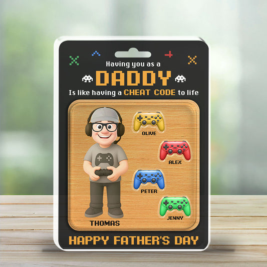 Having Dad Like Having A Cheat Code - Personalized Custom Acrylic Plaque