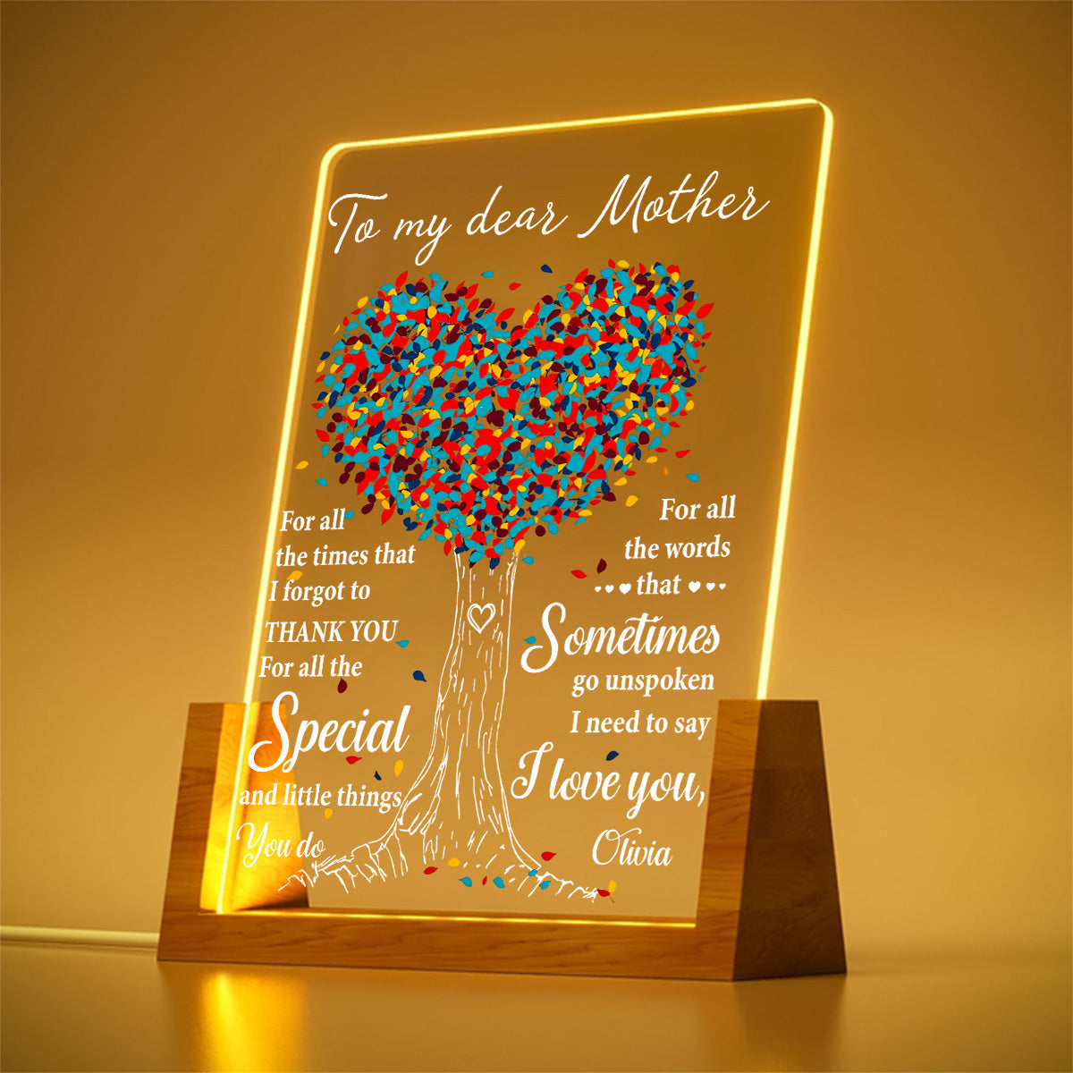 To My Dear Mom - Personalized Custom Plaque With Walnut Base