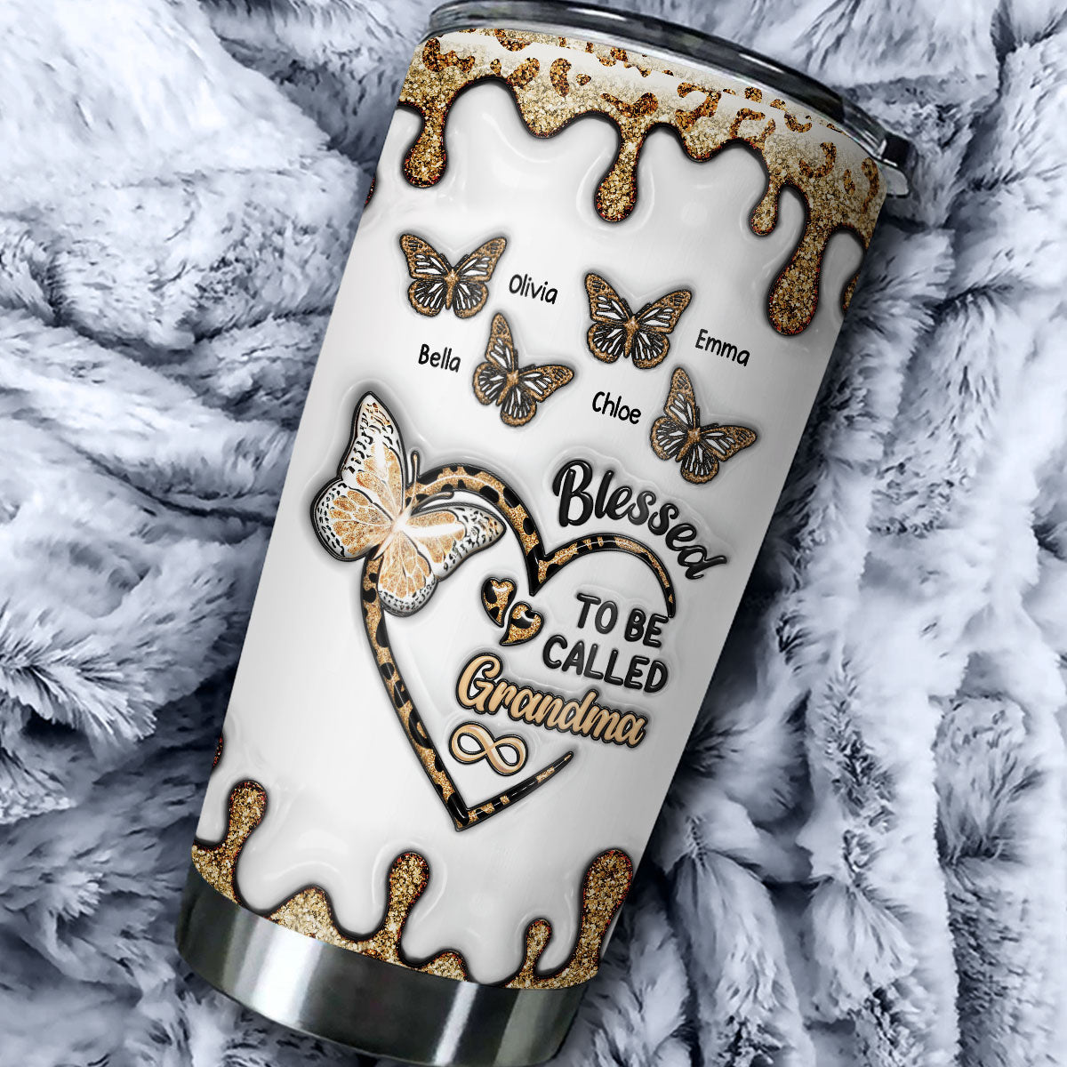 Butterfly Grammy - Personalized Custom 3D Inflated Effect Tumbler