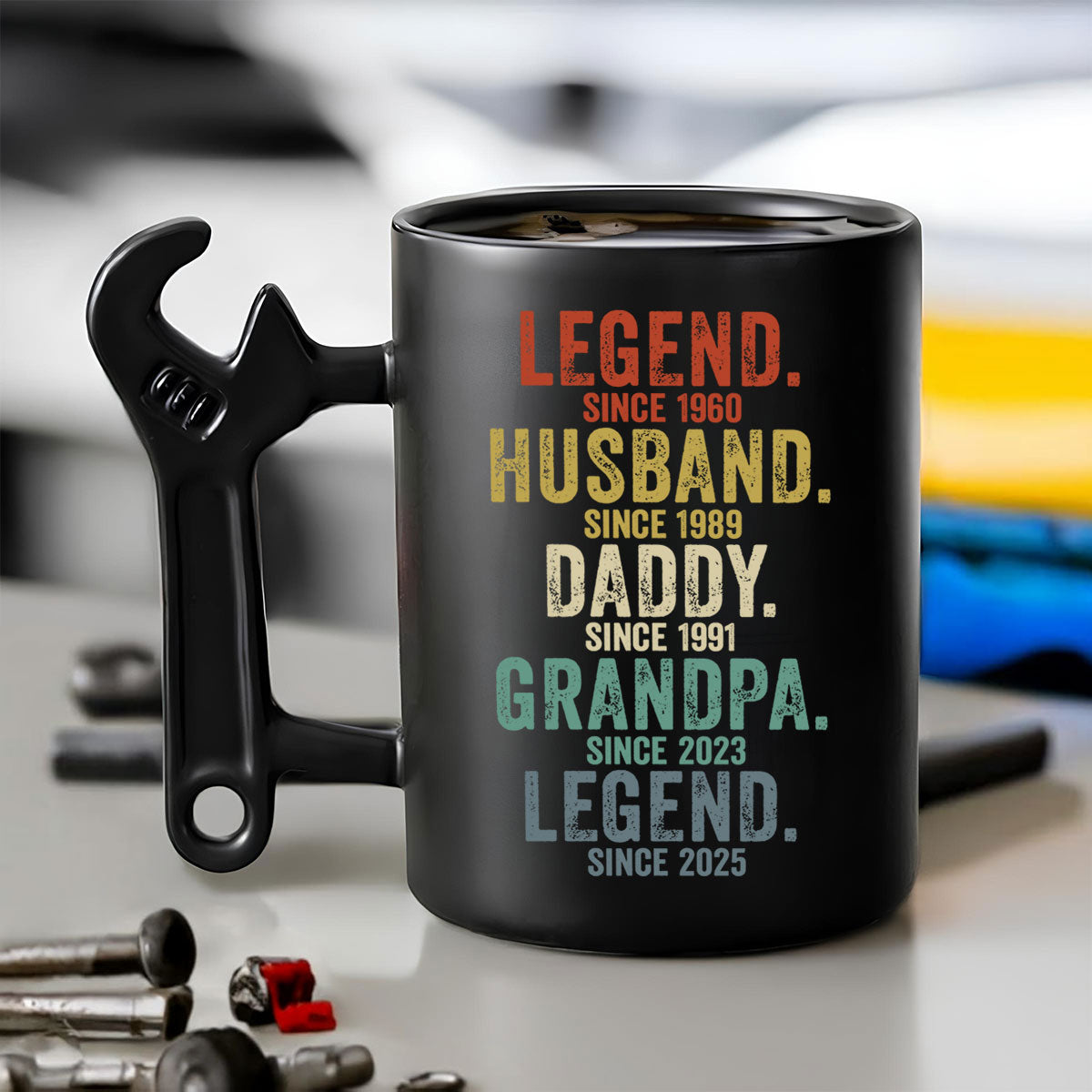 Legend Husband Dad Grandpa - Personalized Custom Wrench Handle Mug