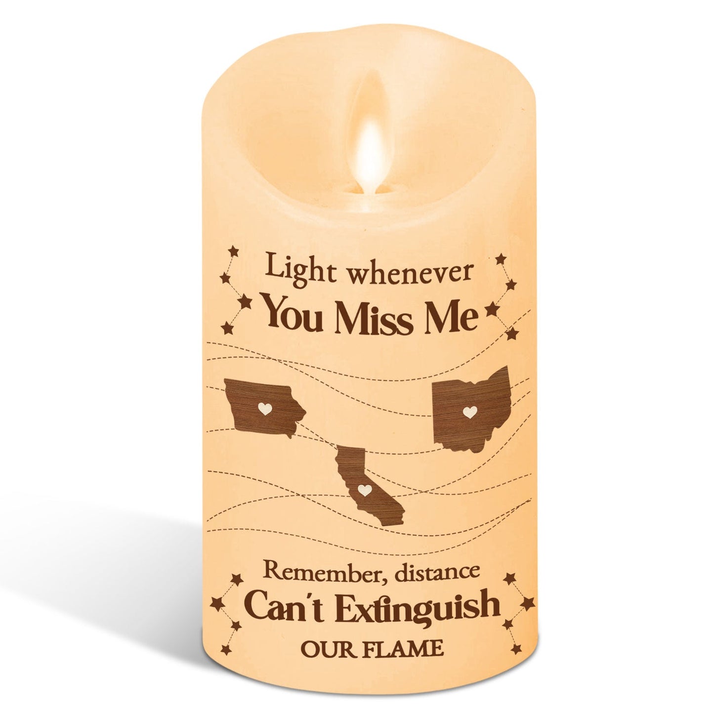 Distance Can Not Extinguish Our Flame - Personalized Custom LED Candle