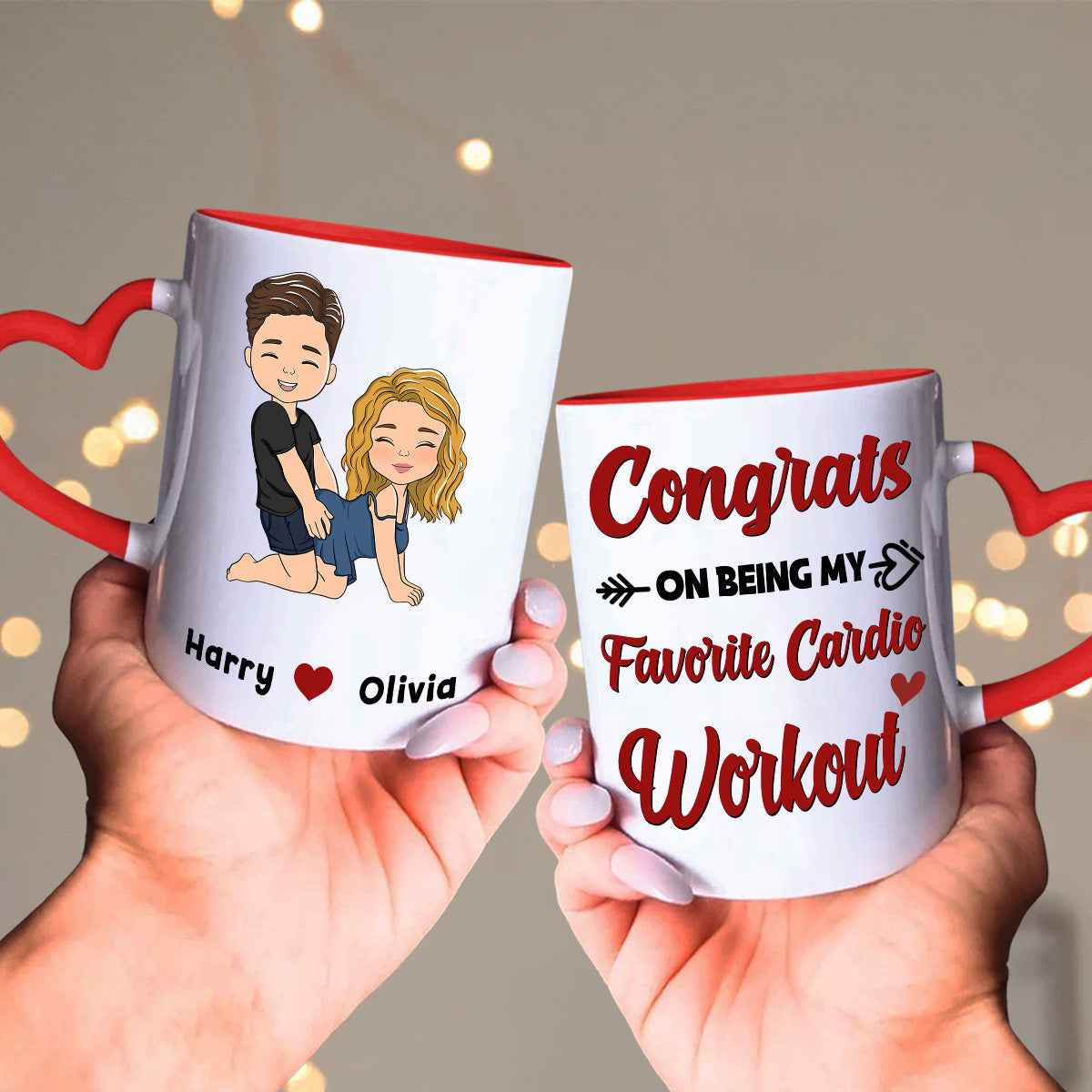 You Lucky Bastard - Personalized Custom Heart Handle Mug