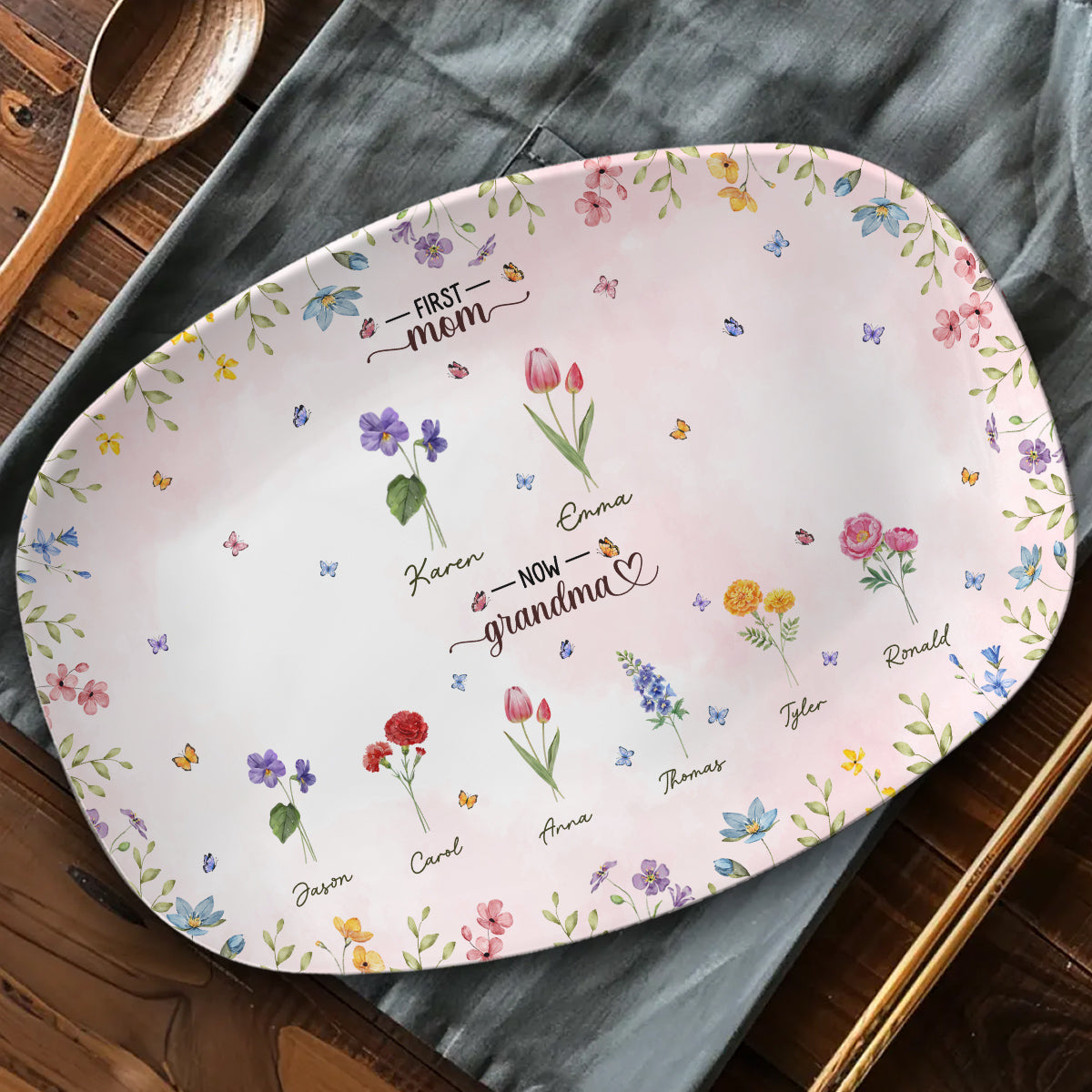 First Mom Now Grandma - Personalized Custom Platter