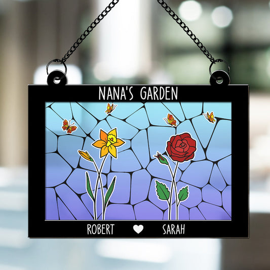 Grandmas Garden Custom Birth Month Flower - Personalized Custom Suncatcher