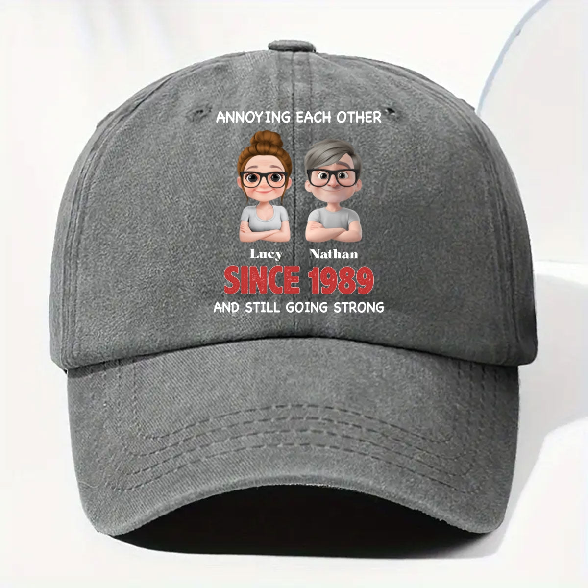Together Forever - Personalized Custom Vintage Washed Denim Cap