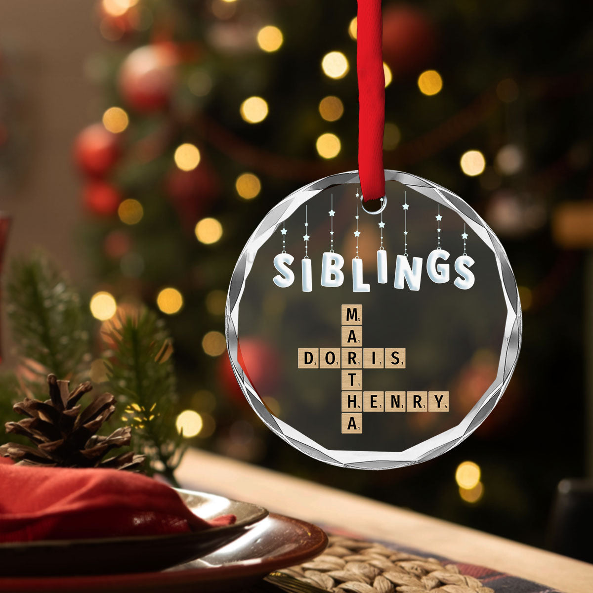 Lovely Siblings - Personalized Custom Glass Ornament