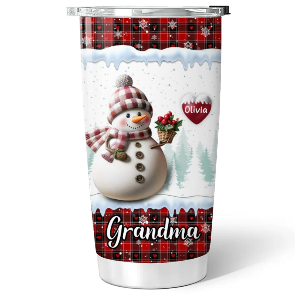 Happy Christmas Snowman Grandma - Personalized Custom Tumbler