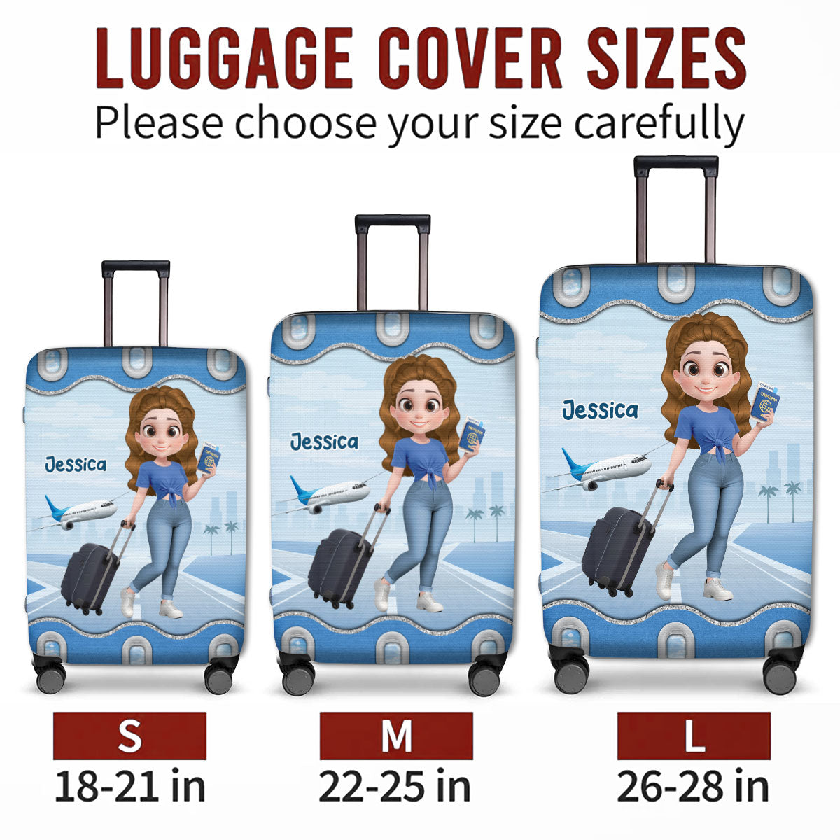 Just A Girl Who Loves Traveling Cartoonize - Personalized Custom Luggage Cover