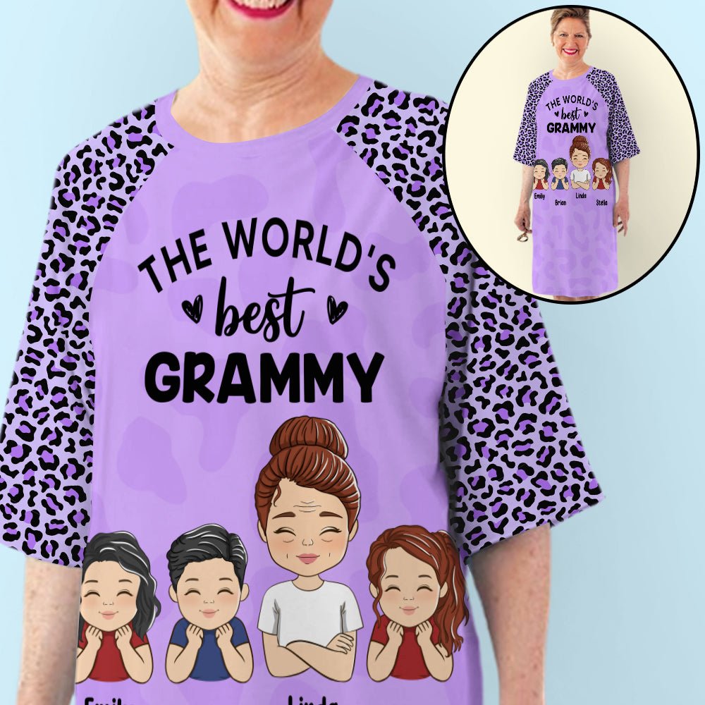 The World's Best Grandma - Personalized Custom 3/4 Sleeve Dress