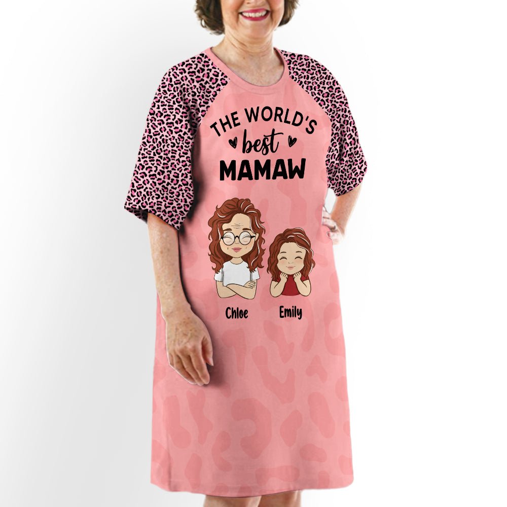 The World's Best Grandma - Personalized Custom 3/4 Sleeve Dress
