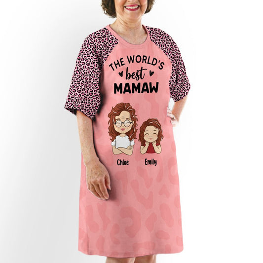 The World's Best Grandma - Personalized Custom 3/4 Sleeve Dress