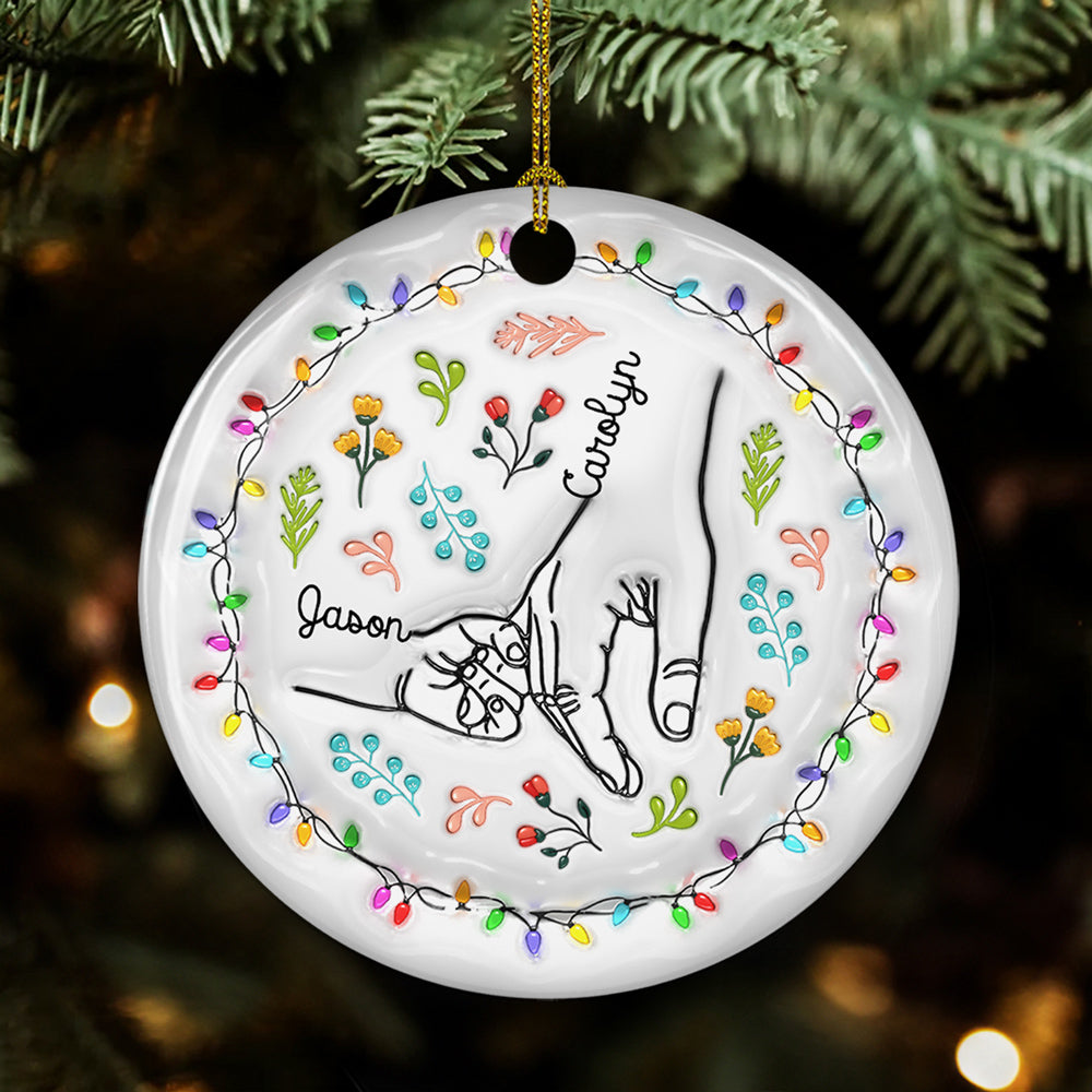 Nana Hold Our Hands - Personalized Custom 3D Inflated Effect Ceramic Ornament