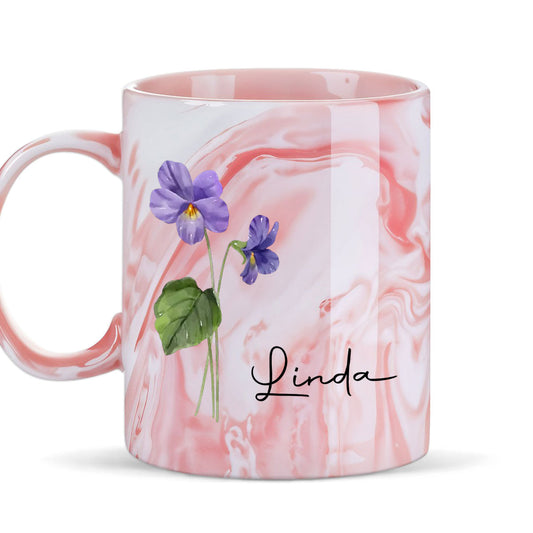 Friends Are Flowers That Never Fade - Personalized Custom Pink Marble Mug