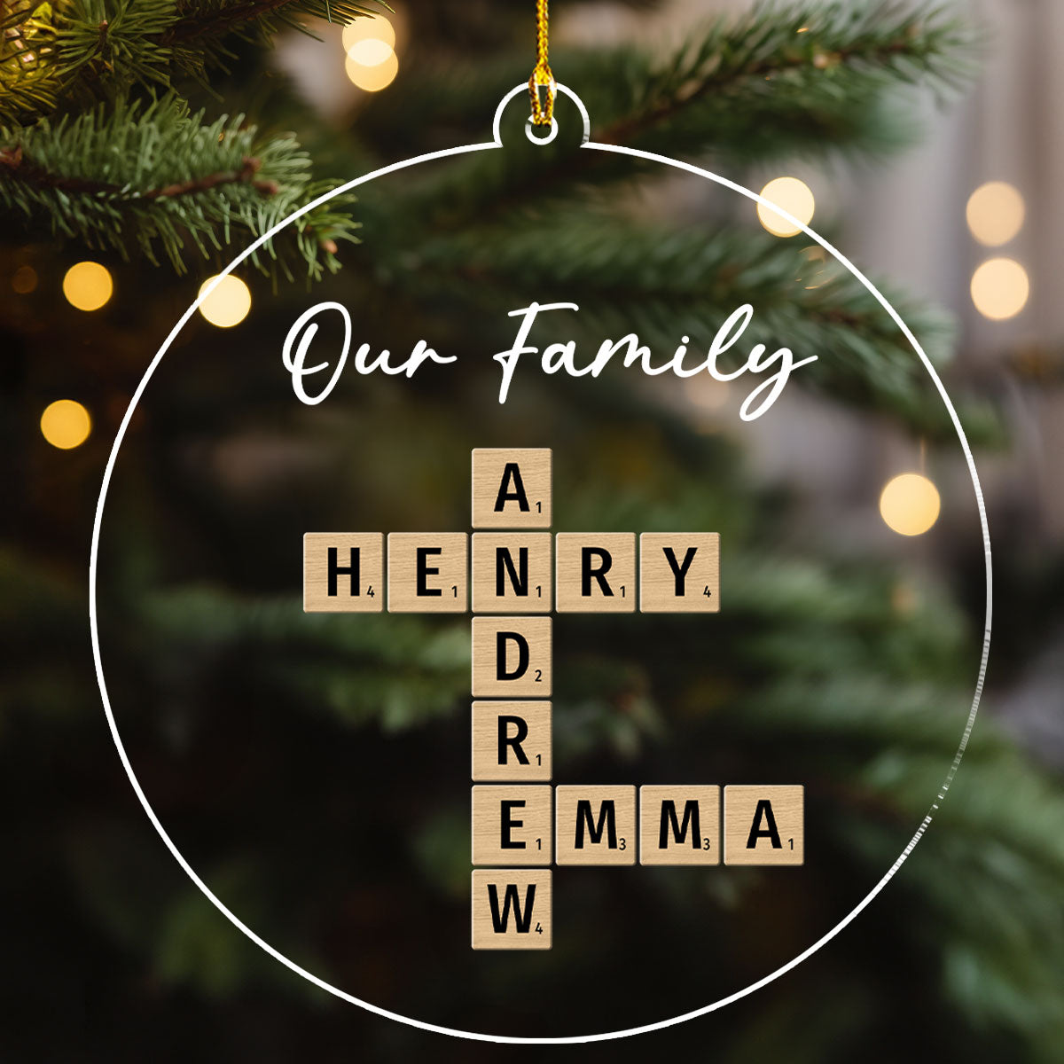 Family Crossword Art - Personalized Custom Acrylic Ornament