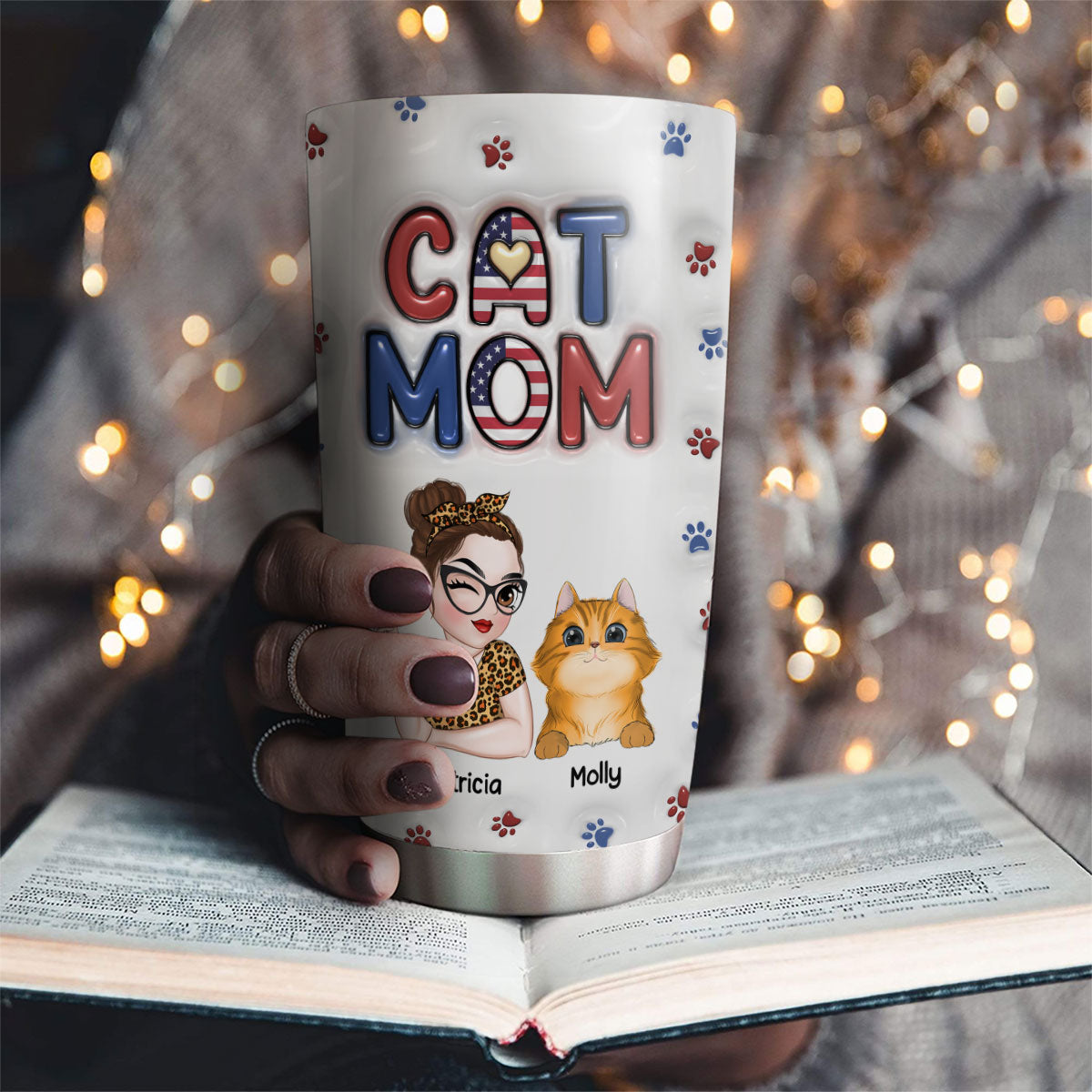 Lovely Cat Mom Version 3 - Personalized Custom 3D Inflated Effect Tumbler