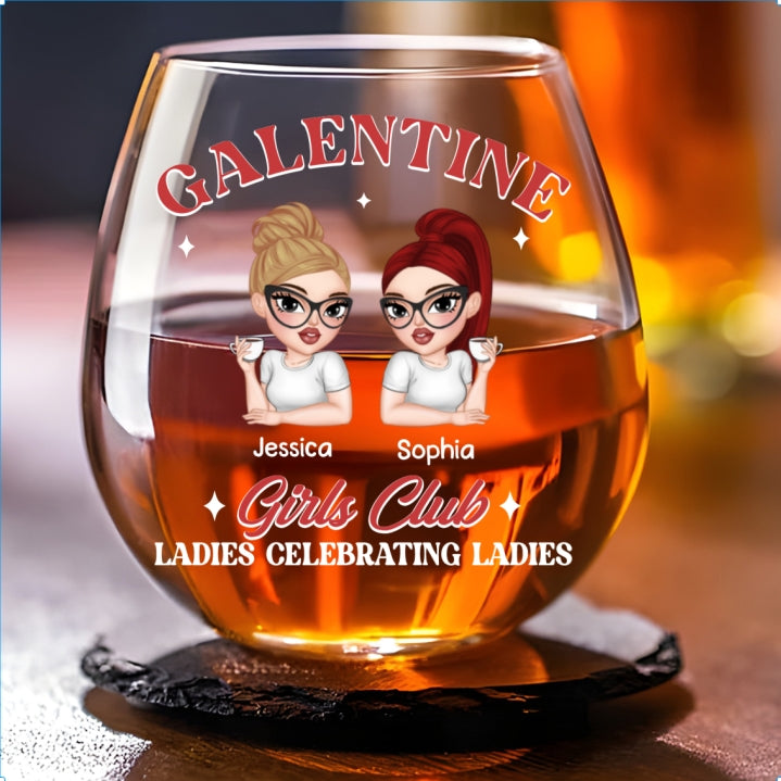 Galentine Girls Club - Personalized Custom Wine Glass
