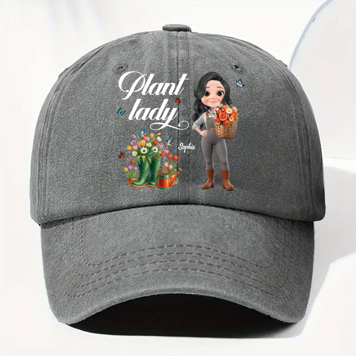 Plant Lady - Personalized Custom Vintage Washed Denim Cap