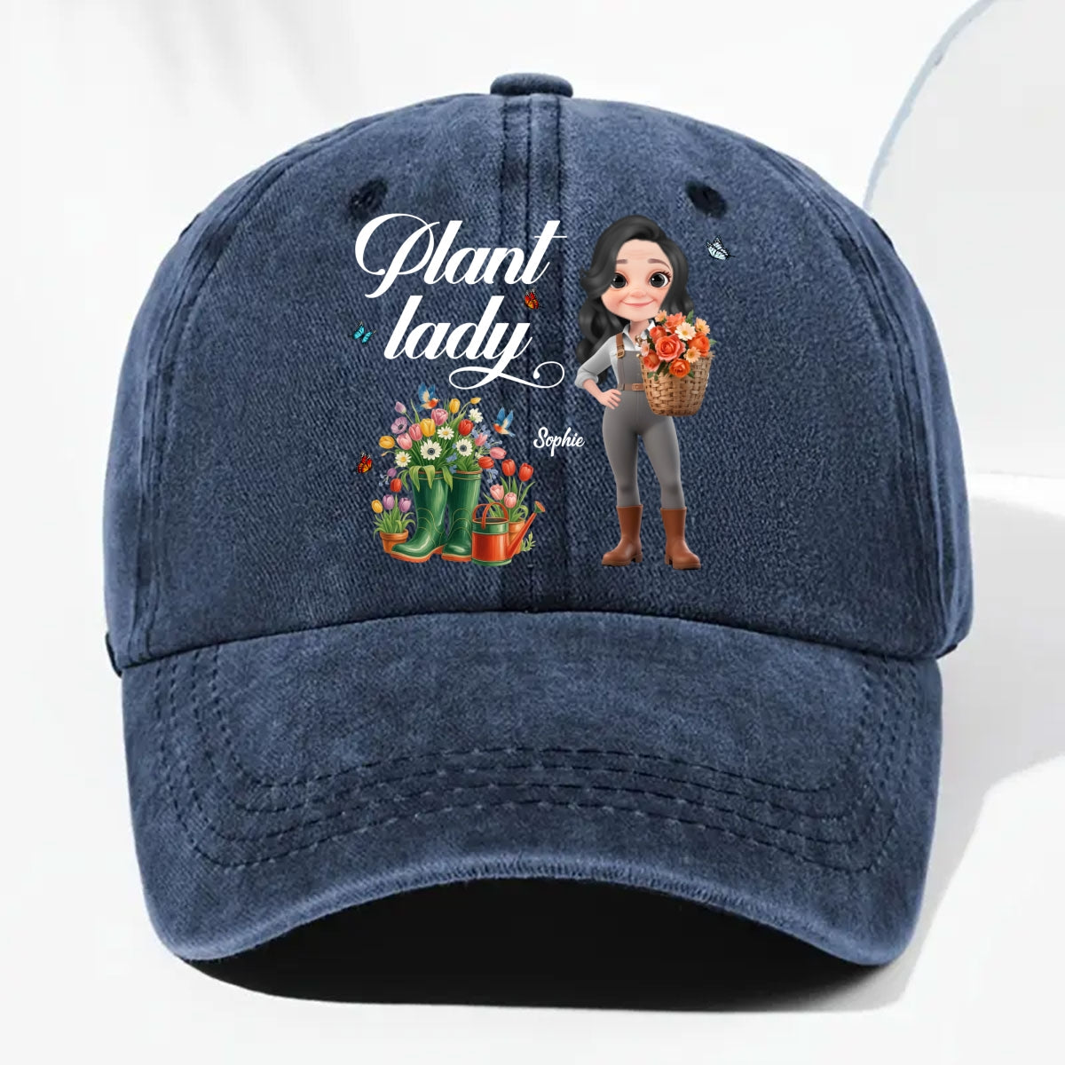 Plant Lady - Personalized Custom Vintage Washed Denim Cap