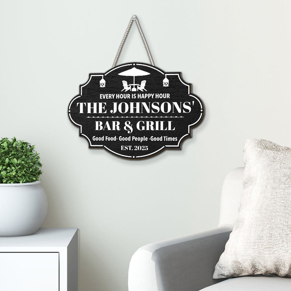 Happy Hour - Personalized Custom Wood Sign
