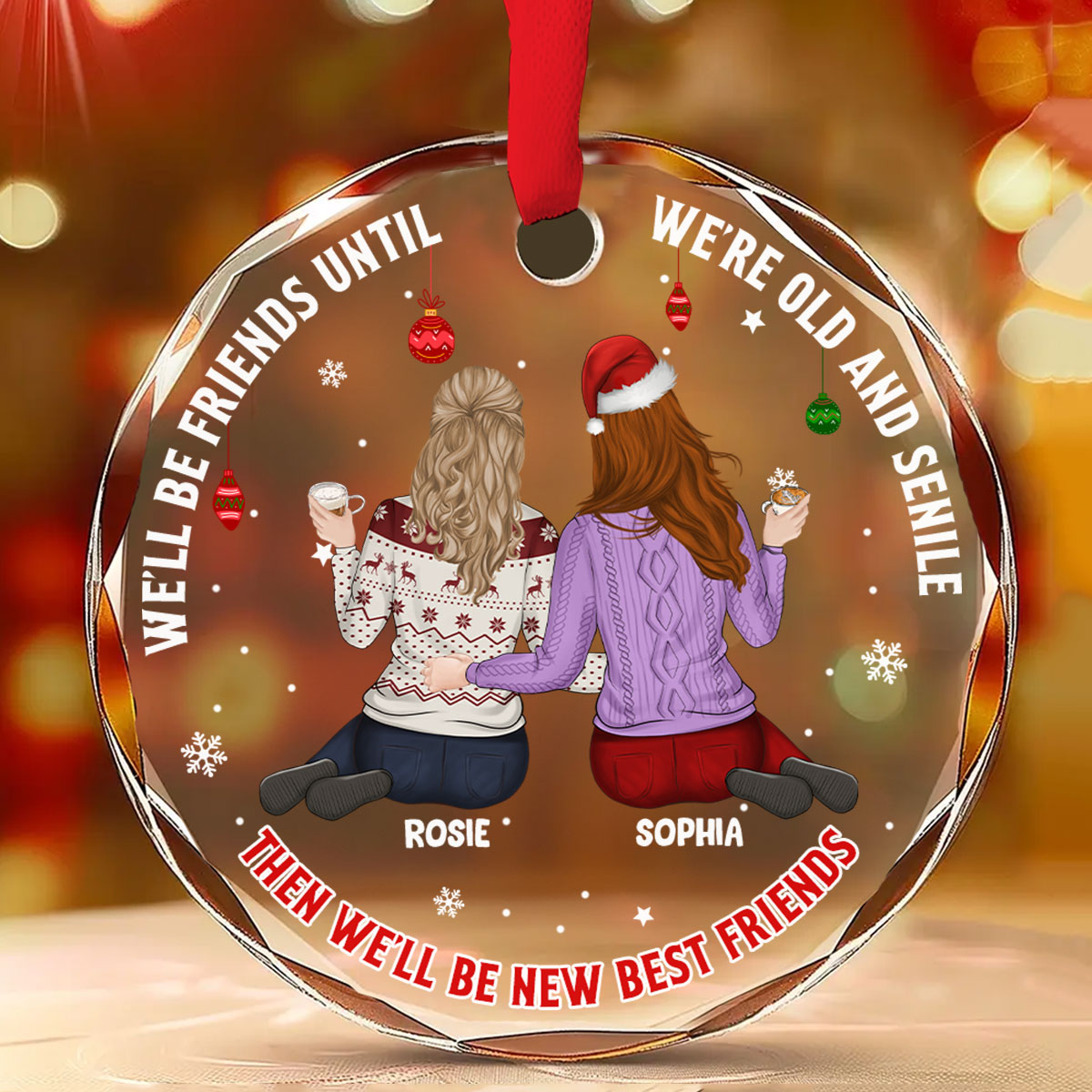 Our Friendship Is Endless - Personalized Custom Glass Ornament