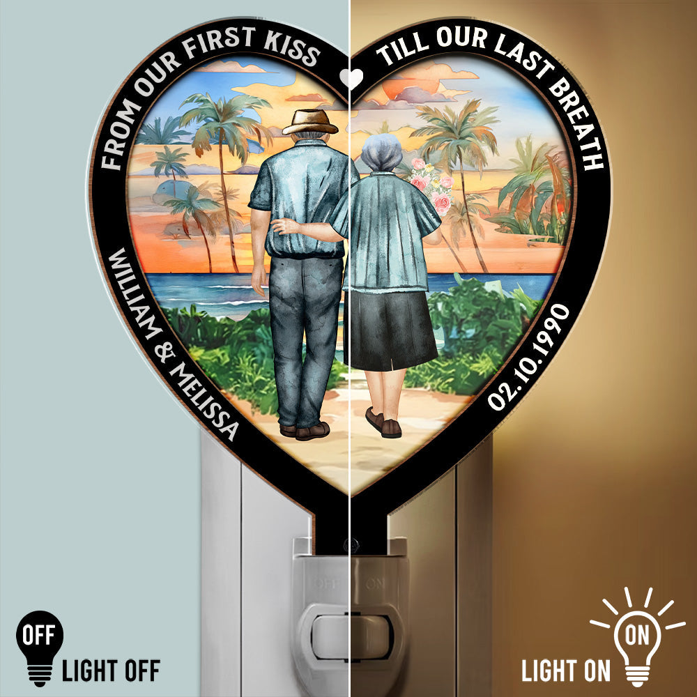 From Our First Kiss Version 2 - Personalized Custom Wood And Acrylic Night Light