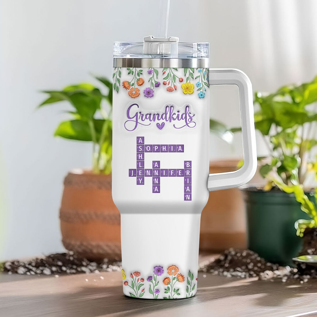 Love My Grandkids Crossword - Personalized Custom 3D Inflated Effect Printed 40 Oz Tumbler