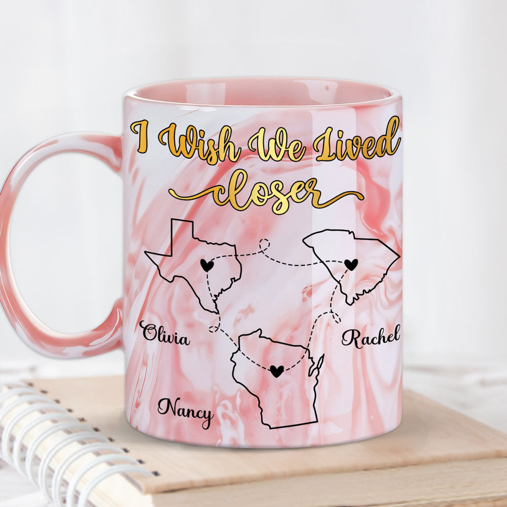 By My Side - Personalized Custom Pink Marble Mug