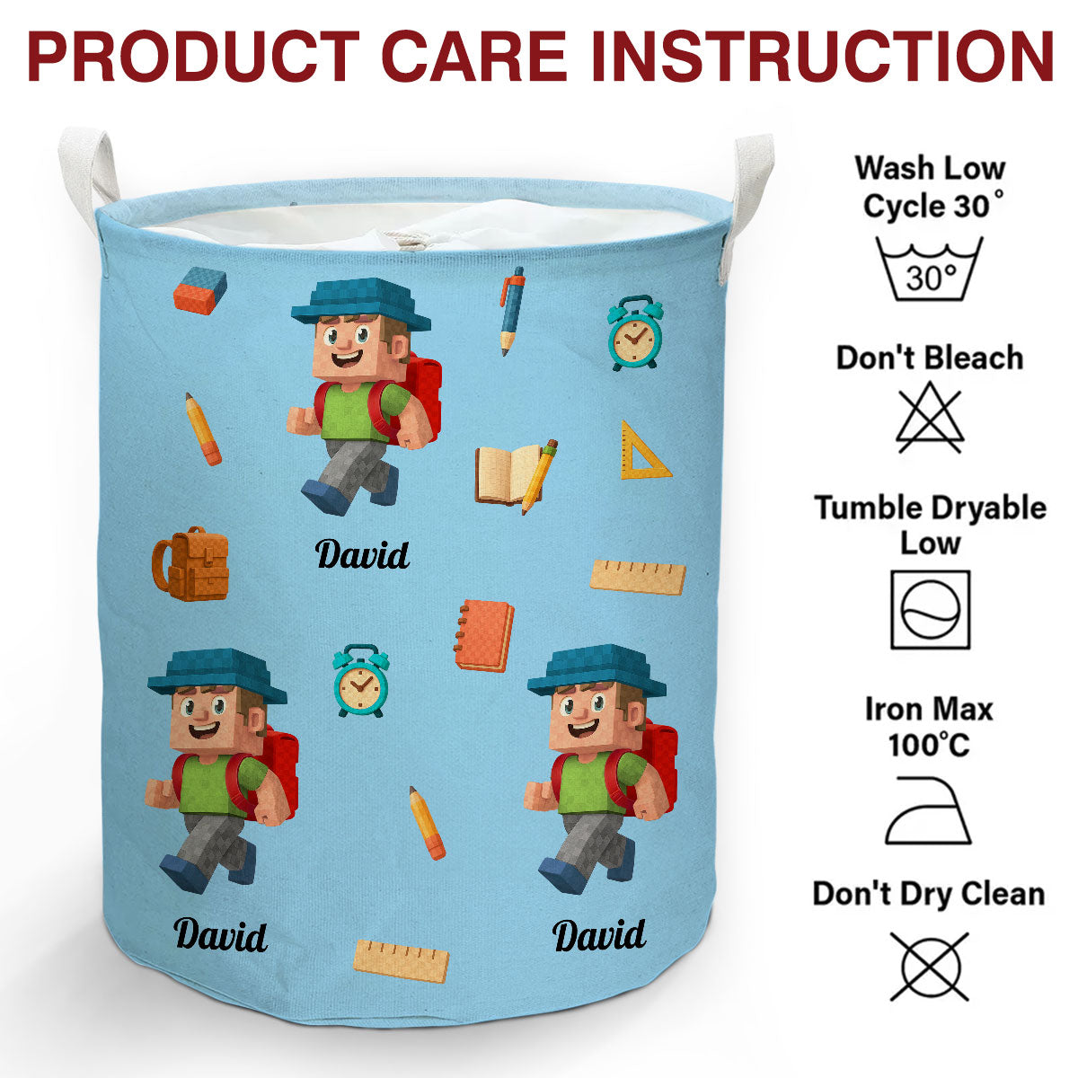 School Time - Personalized Custom Laundry Basket