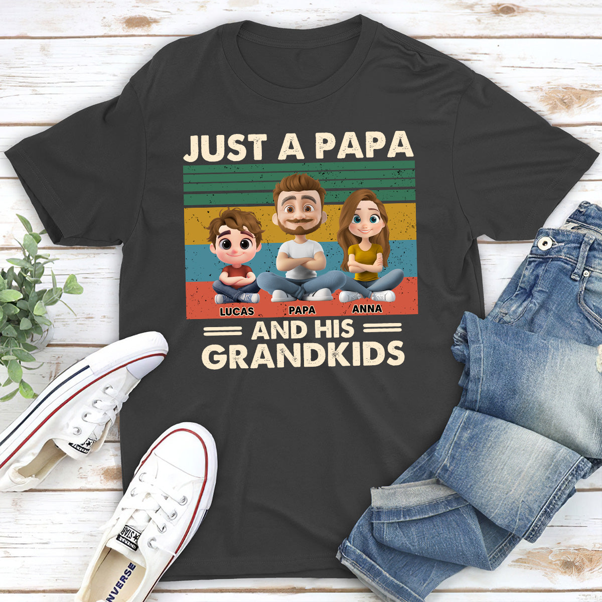 Grandpa And Grandkids - Personalized Custom Shirt