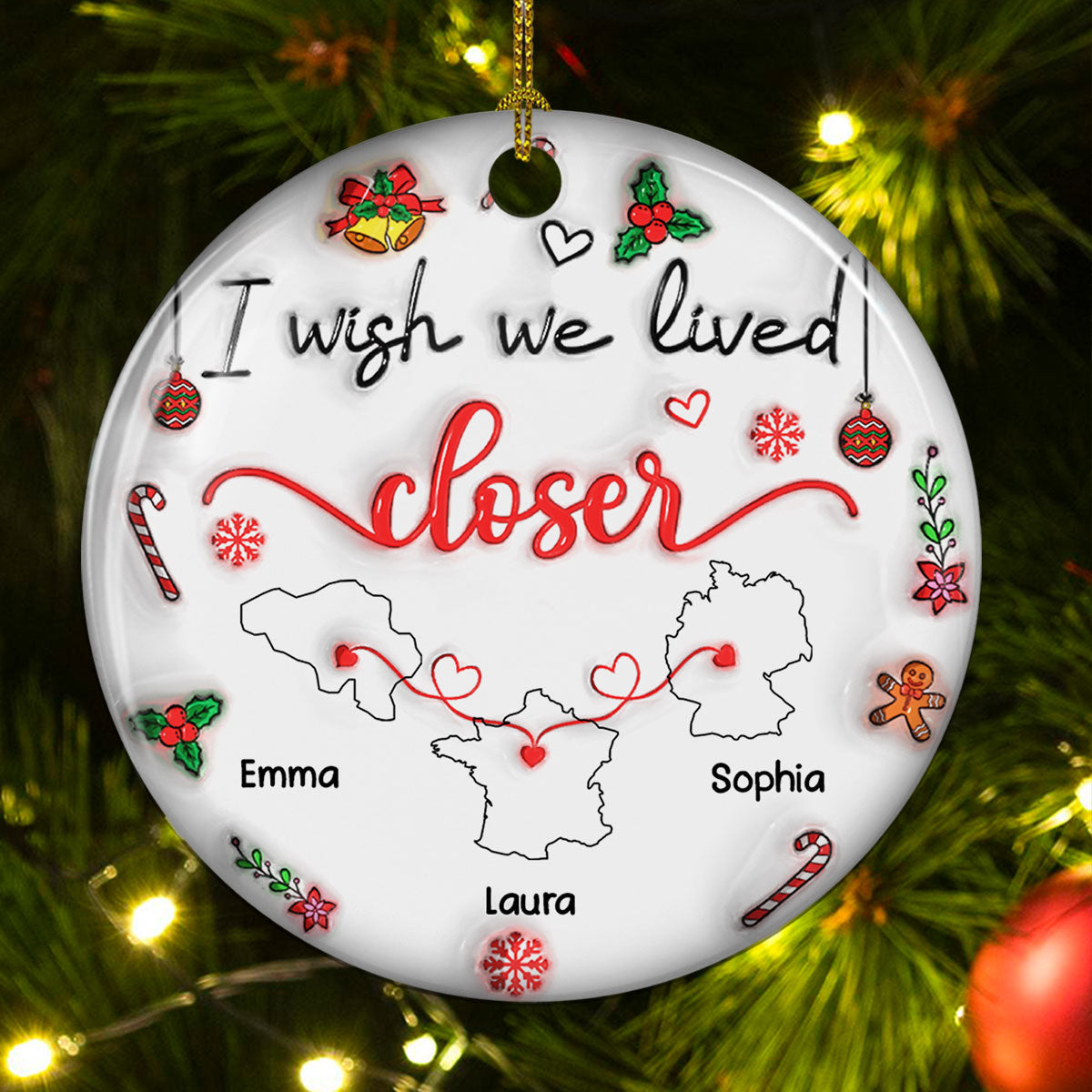 Besties Are Always Close At Heart Country Version - Personalized Custom 3D Inflated Effect Ceramic Ornament