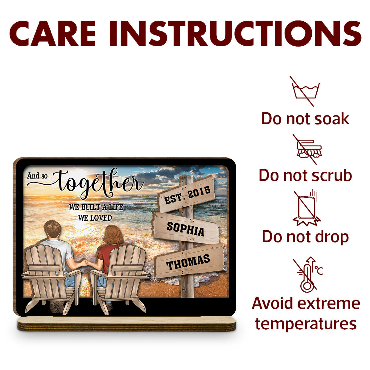 My penguins - Personalized Custom 2-Layer Wood Plaque With Flat Base