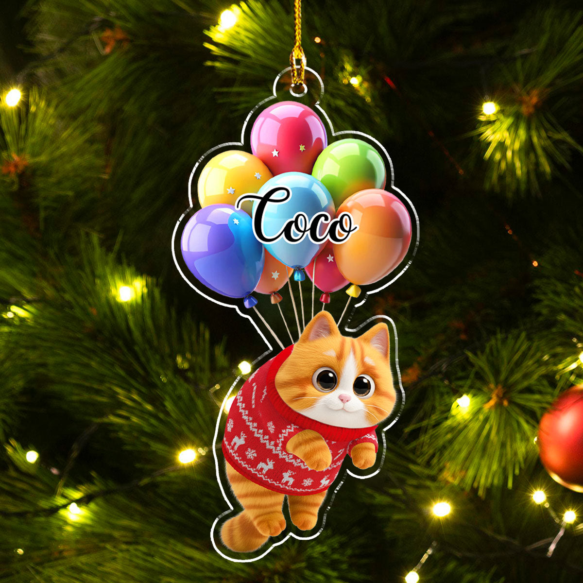 Cat Hanging Cartoon - Personalized Custom Acrylic Ornament