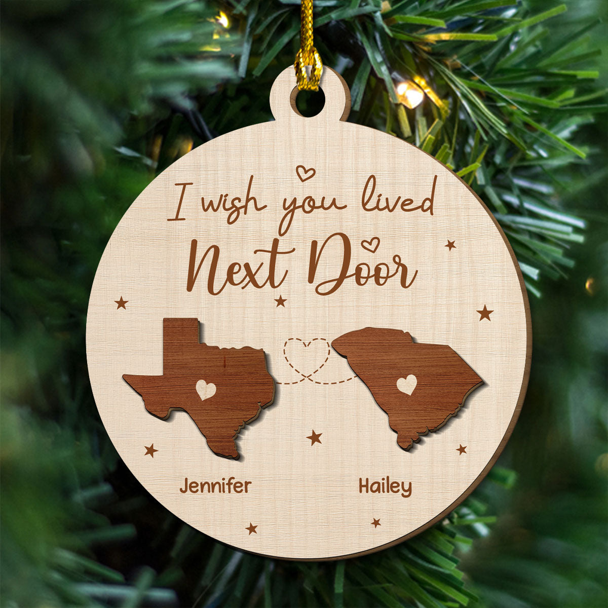 I Wish We Lived Closer - Personalized Custom Freeshape 2-Layered Wood Ornament