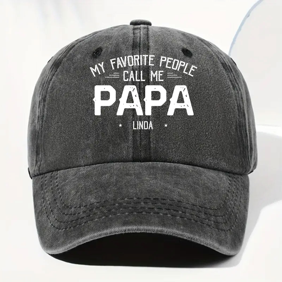 My Favorite People Call Me Love - Personalized Custom Vintage Washed Denim Cap